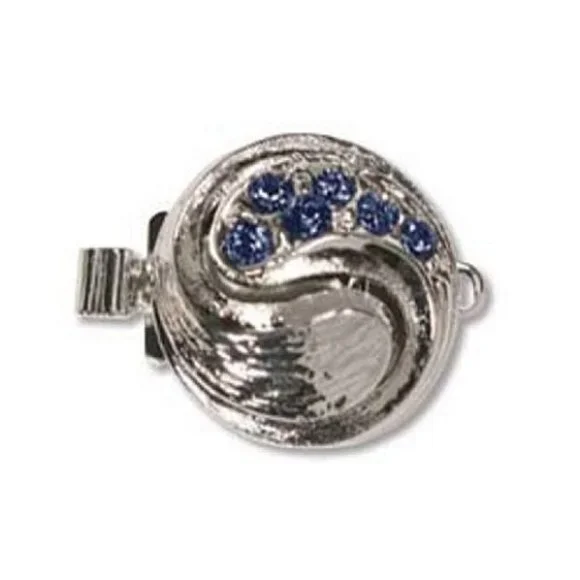 ELEGANT ELEMENTS Rhodium Plated Box Clasp Yin Yang Design 6 SWAROVSKI Crystals - Picture 1 of 1